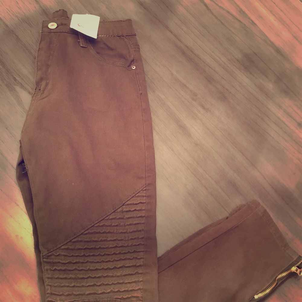 NWT Olive Green Skinny Fit Pants Zip Cuff Cotton M